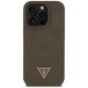 Guess Peony Grained Hot Stamp Triangle MagSafe pouzdro pro iPhone 16 Pro hnědé