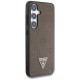 Guess Peony Grained Hot Stamp Triangle MagSafe pouzdro pro Samsung Galaxy S25 hnědé