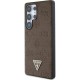 Guess Peony Grained Hot Stamp Triangle MagSafe pouzdro pro Samsung Galaxy S25 Ultra hnědé