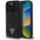 Guess Peony Grained Hot Stamp Triangle MagSafe pouzdro pro iPhone 16 Pro černé
