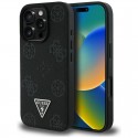 Guess Peony Grained Hot Stamp Triangle MagSafe pouzdro pro iPhone 16 Pro černé