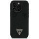 Guess Peony Grained Hot Stamp Triangle MagSafe pouzdro pro iPhone 16 Pro černé