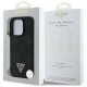Guess Peony Grained Hot Stamp Triangle MagSafe pouzdro pro iPhone 16 Pro černé