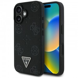 Guess Peony Grained Hot Stamp Triangle MagSafe pouzdro pro iPhone 16 černé