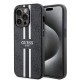 Guess Peony Grained Hot Stamp Triangle MagSafe pouzdro pro iPhone 16 Pro Max černé