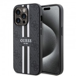 Guess Hardcase 4G Printed Stripes MagSafe pouzdro pro iPhone 15 Pro Max černé