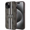 Guess Hardcase 4G Printed Stripes MagSafe pouzdro pro iPhone 15 hnědé