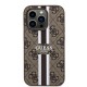 Guess Hardcase 4G Printed Stripes MagSafe pouzdro pro iPhone 15 Pro hnědé