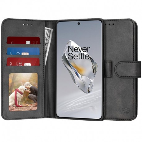 Techsuit Diary Book kožená peněženka pro OnePlus 12R 5G černá