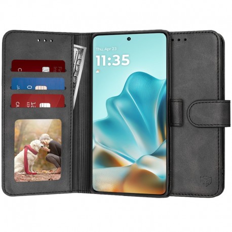 Techsuit Diary Book kožená peněženka pro Motorola Edge 60 / Edge 60 Fusion černá