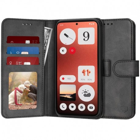 Techsuit Diary Book kožená peněženka pro CMF Phone 1 černá