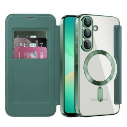 SmartMag Book MagSafe flipové pouzdro pro Samsung Galaxy S25 zelené