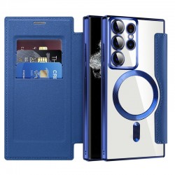 SmartMag Book MagSafe flipové pouzdro pro Samsung Galaxy S22 Ultra modré