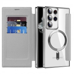 SmartMag Book MagSafe flipové pouzdro pro Samsung Galaxy S22 Ultra šedé