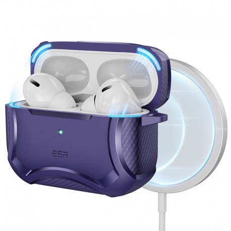 ESR Cyber Armor Tough HaloLock pouzdro pro Apple AirPods Pro 1 / 2 fialové