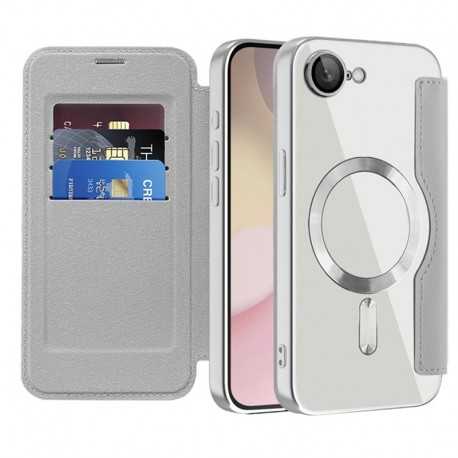 SmartMag Book MagSafe flipové pouzdro pro iPhone 16e šedé