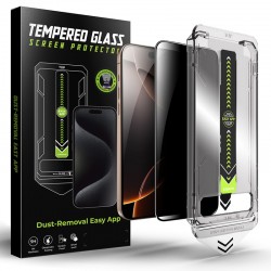 Zatmavovací tvrzené sklo s aplikátorem TitanGlass FullCover pro iPhone 13 Pro Max / iPhone 14 Plus černé