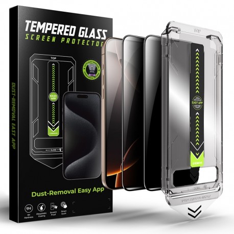 Zatmavovací tvrzené sklo s aplikátorem TitanGlass FullCover 2-pack pro iPhone 13 Pro Max / iPhone 14 Plus černé