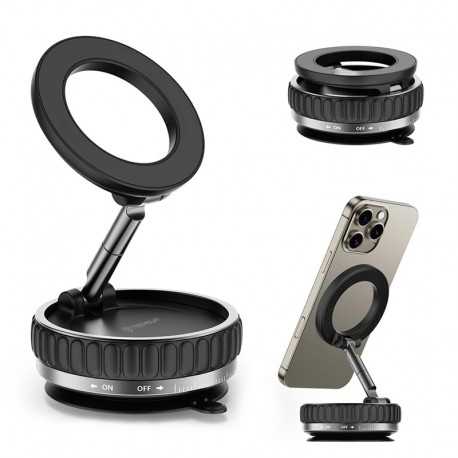 Techsuit 360° magnetický MagSafe nastavitelný přísavný držák telefonu do auta černý