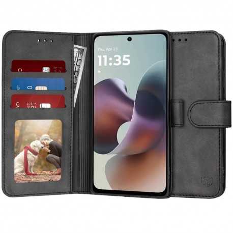 Techsuit Diary Book kožená peněženka pro Motorola Moto G56 5G černá