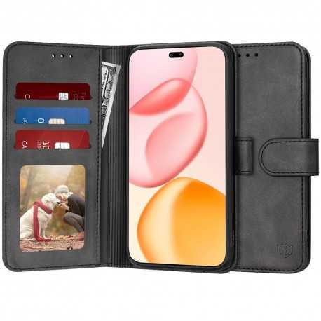 Techsuit Diary Book kožená peněženka pro Honor 400 PRO černá