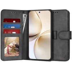 Techsuit Diary Book kožená peněženka pro Realme 14 Pro+ černá