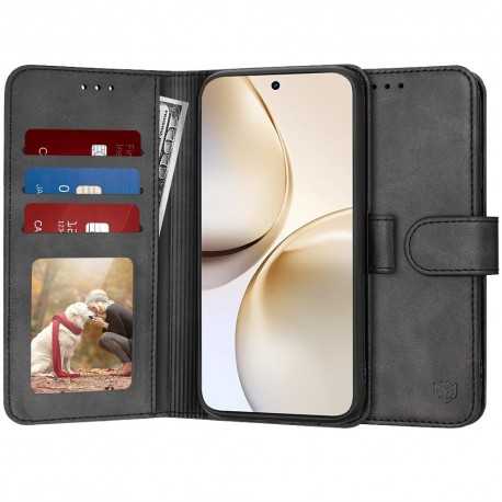 Techsuit Diary Book kožená peněženka pro Realme 14 Pro+ černá