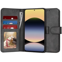 Techsuit Diary Book kožená peněženka pro Xiaomi Redmi Note 14 4G černá