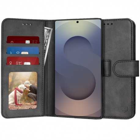 Techsuit Diary Book kožená peněženka pro Samsung Galaxy S25 Ultračerná