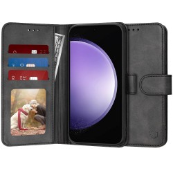 Techsuit Diary Book kožená peněženka pro Samsung Galaxy S23 FE černá
