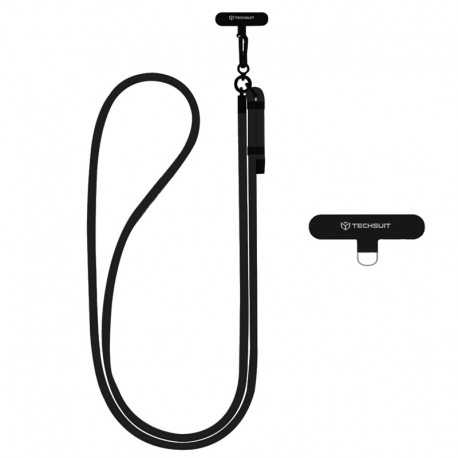Techsuit Crossbody popruh šňůrka na krk, délka 140 cm, černá