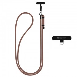 Techsuit Crossbody popruh šňůrka na krk, délka 140 cm, hnědá