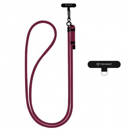 Techsuit Crossbody popruh šňůrka na krk, délka 140 cm, tmavě červená