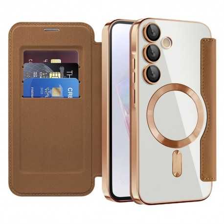 SmartMag Book MagSafe flipové pouzdro pro Samsung Galaxy A35 5G hnědé