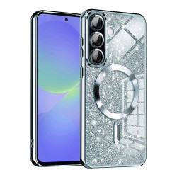 Luxury Glitter MagSafe pouzdro pro Samsung Galaxy A56 5G modré
