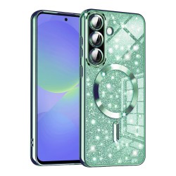 Luxury Glitter MagSafe pouzdro pro Samsung Galaxy A56 5G zelené
