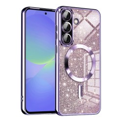 Luxury Glitter MagSafe pouzdro pro Samsung Galaxy A56 5G fialové