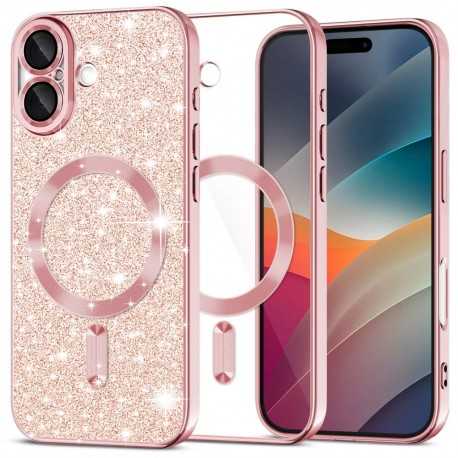 Luxury Glitter MagSafe pouzdro pro iPhone 17 rose gold