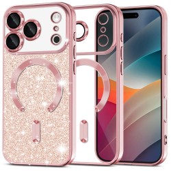 Luxury Glitter MagSafe pouzdro pro iPhone 17 Pro rose gold