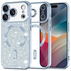 Luxury Glitter MagSafe pouzdro pro iPhone 17 Pro Max modré