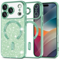 Luxury Glitter MagSafe pouzdro pro iPhone 17 Pro Max zelené