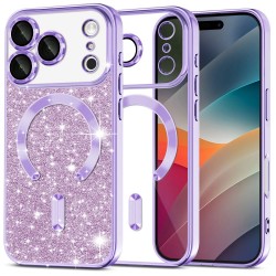 Luxury Glitter MagSafe pouzdro pro iPhone 17 Pro Max fialové