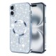 Luxury Glitter MagSafe pouzdro pro iPhone 16 modré