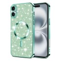 Luxury Glitter MagSafe pouzdro pro iPhone 16 zelené