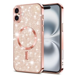Luxury Glitter MagSafe pouzdro pro iPhone 16 rose gold