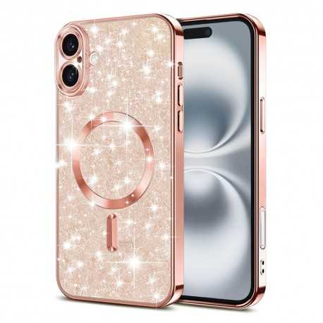 Luxury Glitter MagSafe pouzdro pro iPhone 16 rose gold