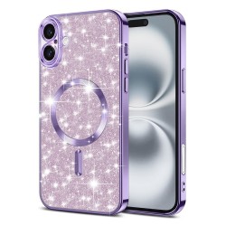 Luxury Glitter MagSafe pouzdro pro iPhone 16 fialové