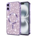 Luxury Glitter MagSafe pouzdro pro iPhone 16 fialové