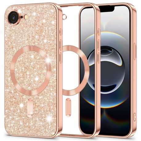 Luxury Glitter MagSafe pouzdro pro iPhone 16e rose gold