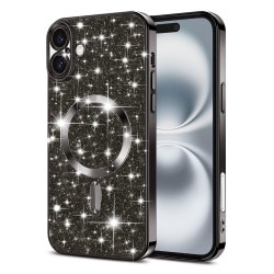 Luxury Glitter MagSafe pouzdro pro iPhone 16 Plus černé